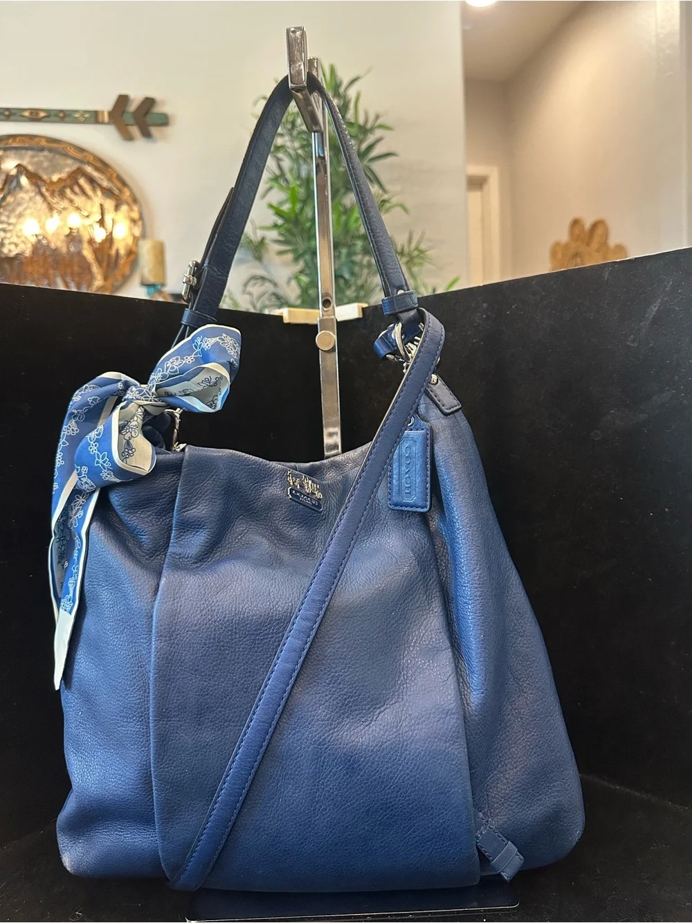 Coach#341 Madison Isabelle Blue Pebbled Leather Shoulder/ crossbody